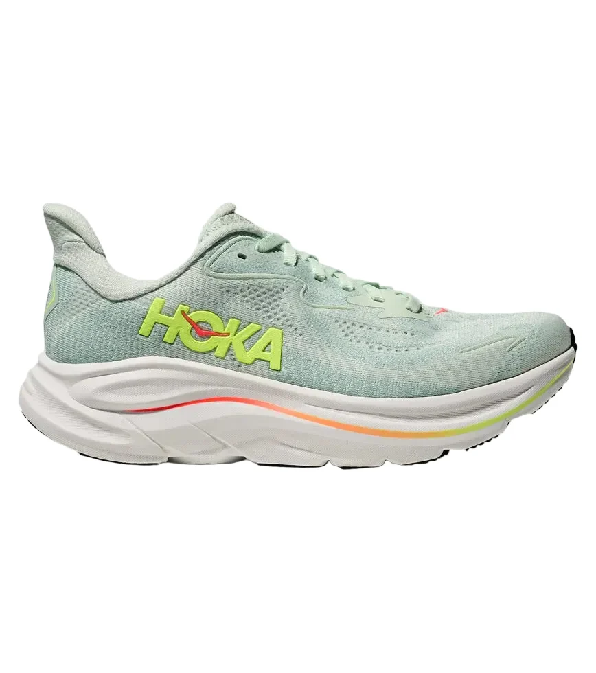 HOKA CLIFTON 10 SEA GLASS NEON FLAME WOMEN’S